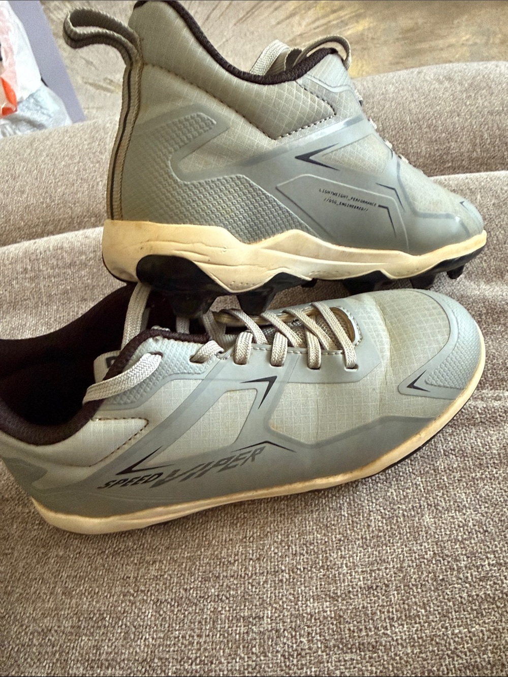 DSG Gray and Cream Men's Athletic Cleats